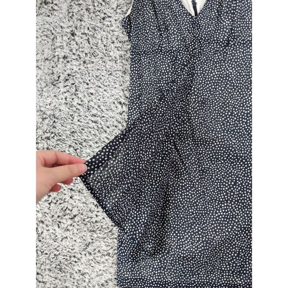 ARMANI JEANS Polka Dot Sleeveless Dress Women SZ 2 Lined Layered Neutral Classic - Picture 7 of 10